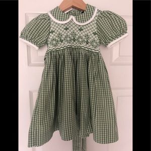 Green Checkered Kids Casual Dress